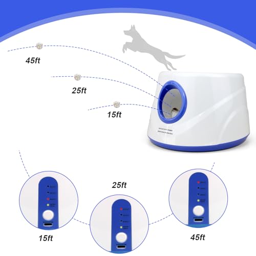 Automatic Dog Ball Launcher, 6 ETPU Balls, 20-45ft Distance - color: Blue-Standard