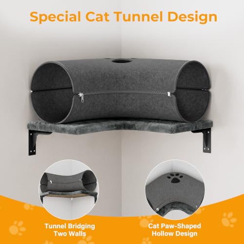8-in-1 Cat Wall Shelves, Cat Wall Furniture Set - color: Grey