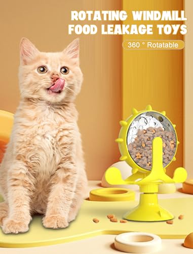 GLOGLOW Cat Puzzle Feeder, Windmill Toy - color: yellow