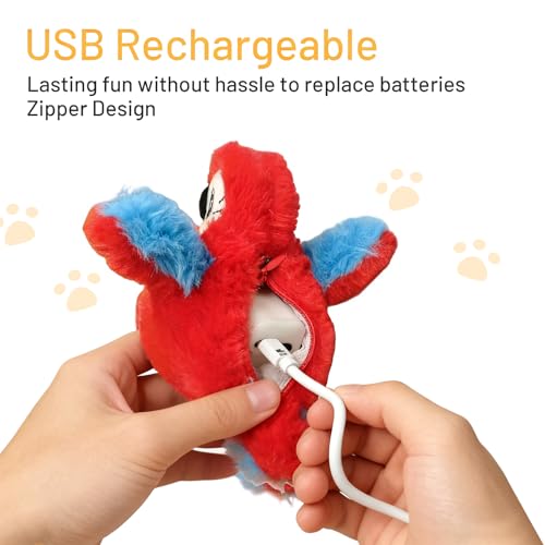 Puffluv Flapping Cat Toy,Interactive Parrot Flying Bird, Auto Chirping & Beating Wings 3 Modes, USB Charging with Catnip for Indoor Kittens Active Fun - style: Parrot