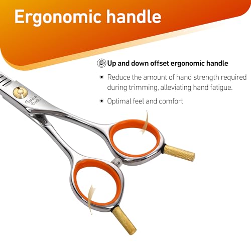 5'' Small Thinning Scissors Lightweight Dog and Cat Grooming Scissors with Safety Round Tip JP440C Stainless Steel Sharp Blades for Body Facial Nose Ear and Paw Hair Easy Use - color: Thinner, size: 5"