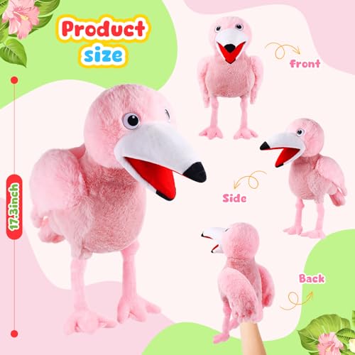 Animal Hand Puppets 11 Inch Bird Plush Toucan Owl Eagle Parrot Flamingo Peacock Puppet Toys Role-Play Puppets for Kids Storytelling Imaginative Pretend Play Teaching Preschool(Flamingo) - style: Flamingo