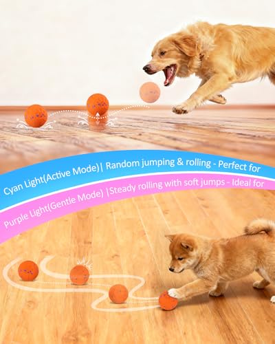 Interactive Dog Ball for Large Dogs, Self Moving Toy with Bouncing & Vibrating, 3.1" Chew-Resistant E-TPU, Indestructible, IPX7 Waterproof, Low Noise, Gift Bag,Dark Orange - color: Dark Orange