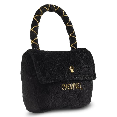 Dog Diggin Designs Chewnel Classique Plush Dog Toy Purse | Luxury-Inspired Parody Designer Handbag with Squeaker, Soft Plush Fashion Dog Toy – Haute Couture Purses & Handbags - color: Black Koko Classique Purse, size: One Size