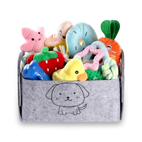 Dog Toy Set, 24 Pack Puppy Teething and Rope Chew Toys with Storage Box, for Small and Medium Dogs