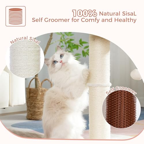 Cat Tree Tower for Large Cats Cat Scratching Post with Bed 20x16“ - color: Beige, size: Large