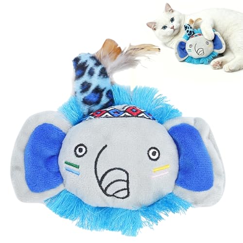 Catnip Interactive Cat Toys Plush Feather Indoor Cats Anxiety Relief - color: Elephant