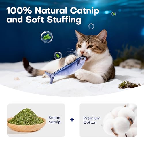 Potaroma Cat Toys Bite-Sized Flopping Fish with Catnip