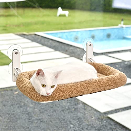 Zakkart Foldable Cat Hammock for Window (Brown Bolster Bed, Medium) - color: Brown Bolster Bed, size: Medium