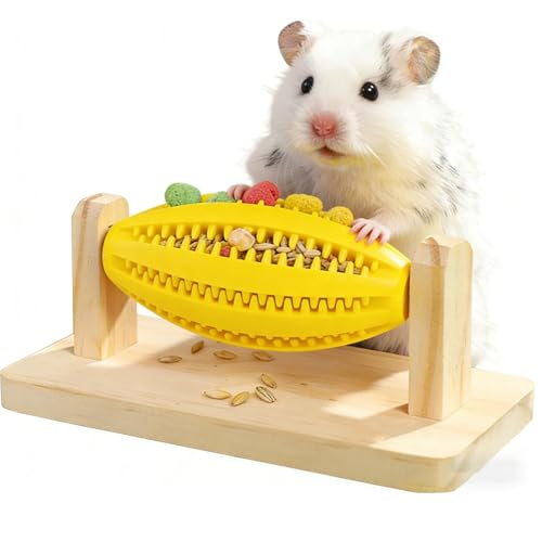 Hamster Enrichment Toys, Guinea Pig Rotating Foraging Toys Interactive Feed Game for Boredom, Food Hide Treat Dispenser Toys for Rat, Small Animal Cage Accessories for Syrian & Dwarf Hamsters - color: Yellow
