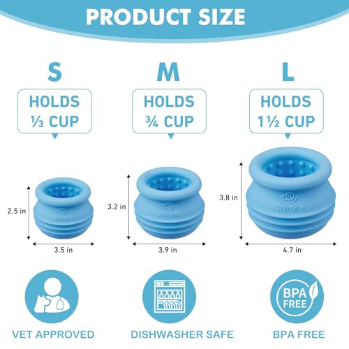 Treat Dispensing Dog Toy, Long-Lasting Interactive Puzzle Toys for Dogs, Stuffable Dog Enrichment Frozen Lick Treat Toy for Boredom, BPA Free Silicone Fetch Catch Chew Toy (Light Blue,L) - color: Light blue, size: L