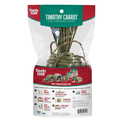Oxbow Timothy Hay Carrot, Rabbit & Guinea Pig Toys, Bunny Enrichment Toys - size: 1 Count (Pack of 1)