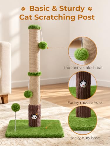 Woochpet Funny Cat Scratching Posts Sturdy Scratcher Posts 33'' Green - color: Green, size: 33‘’
