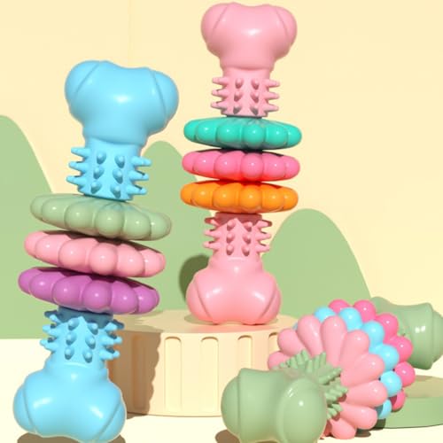 Tough Chew Bone, Indestructible Dog Chew Toys for Aggressive Chewers, Dog Toys for Dental Health & Boredom Relief, (Pink) - color: Pink