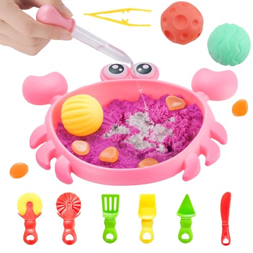 Carolart Mini Crab Sandbox, Sensory Bin with Color Changing Sand - style: Crab
