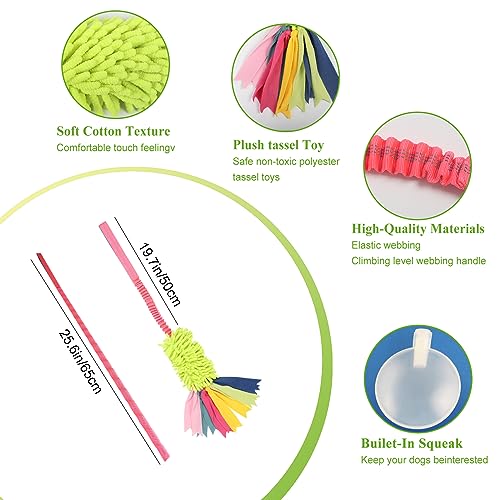 wodoca Dog Tug Toys - Aggressive Chewer Rope Toy for Large Dogs - color: Green Chenille, Pink Webbing