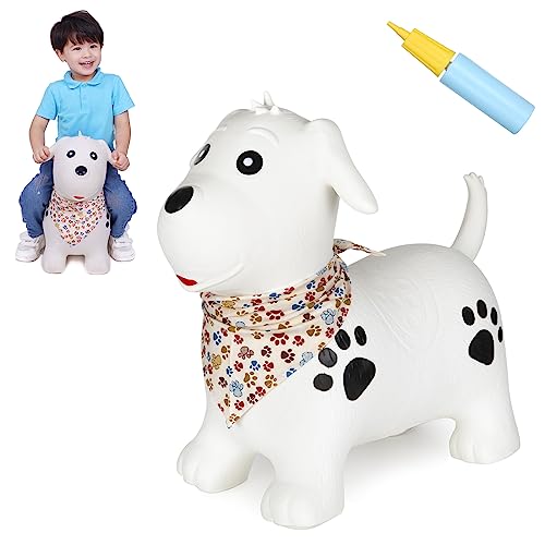 INPANY Bouncy Dog Hopper for 2-5 Boys, Toy, Pump Included - color: White Dog