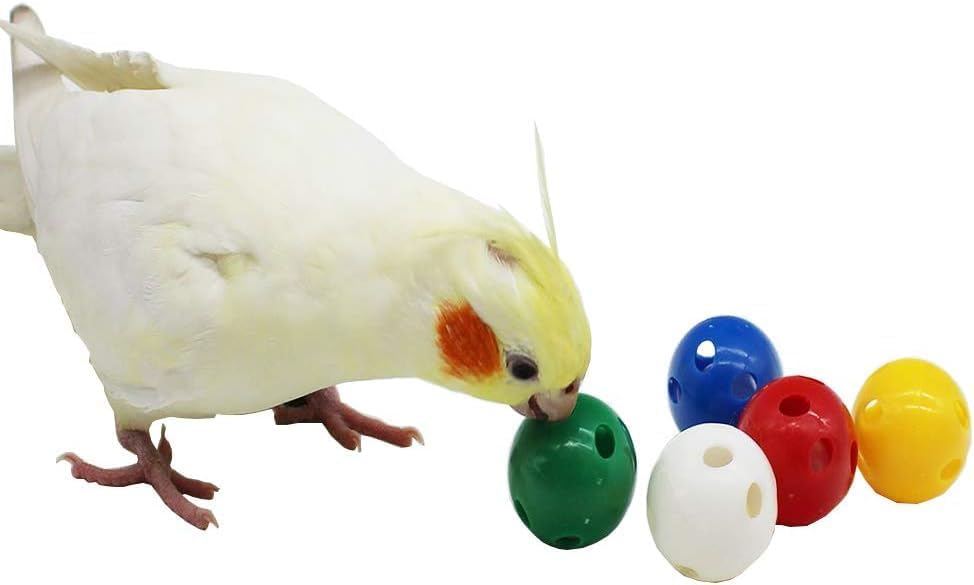 QBLEEV 5 Pack Bird Bell Balls Sets for Chewing Playing Training, Colorful Parrot Cage Treat Toy for Cockatiel Parakeet Conure Budgie, Small Pet Foot Talon Toy for Parrot Kitten Puppy, Random Color - color: Egg Balls