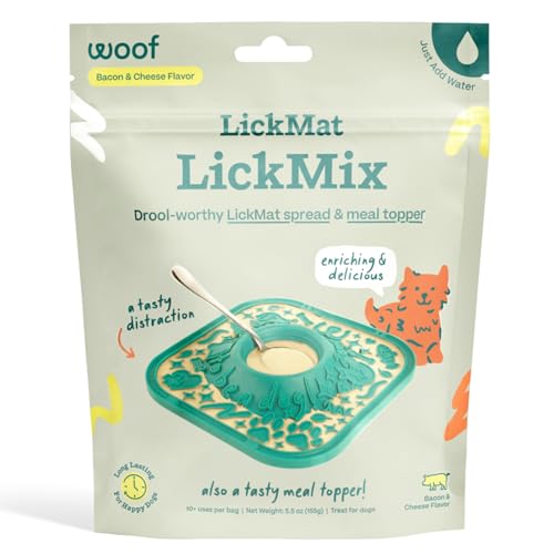 WOOF LickMix, Dog Lick Mat Spread & Meal Topper, Bacon & Cheese
