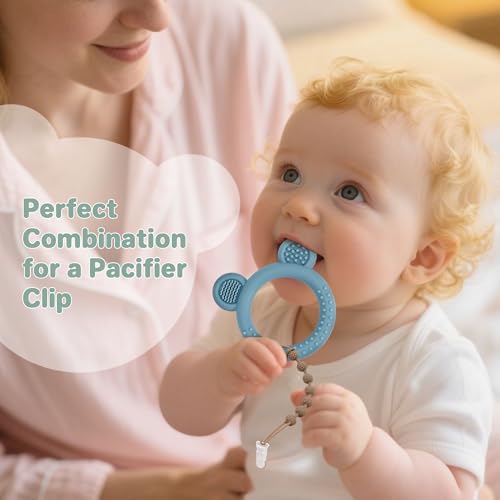 Eascrozn 3 Pack Silicone Teethers for Babies 3M+ BPA Free - color: Brown