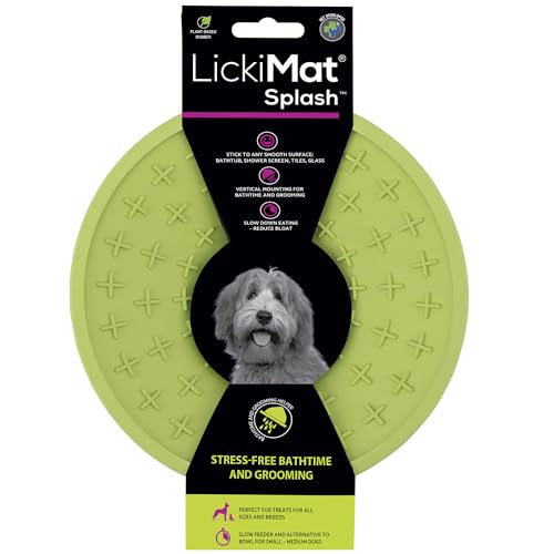 LickiMat Splash Slow Feeder Bowl Lick Mat for Dogs, Green - color: Green