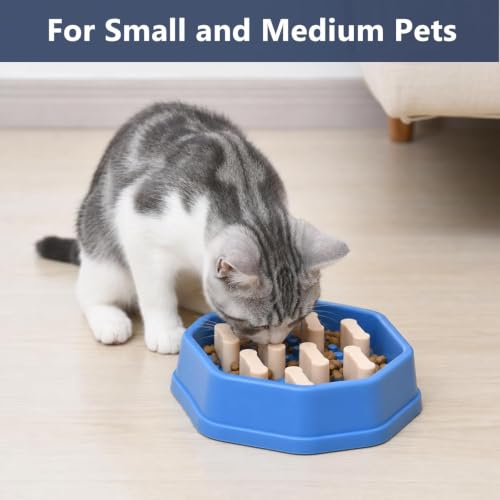 Slow Feeder Bowl with Removable Pegs for Small and Medium Dogs and Cats - color: Blue