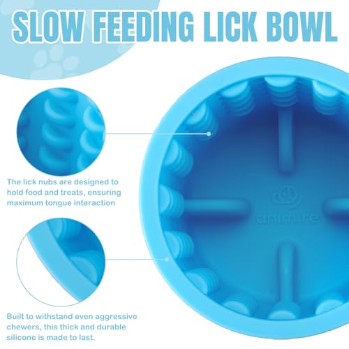 Dog Lick Bowl, Anxiety Relief Dog Licking Mat Freezer Treat Dispenser, Non-Slip Anti-Choking Silicone Slow Feeder Lick Bowl for Small Medium & Large Breed Dogs, BPA Free(Light Blue,S) - color: Light Blue, size: S