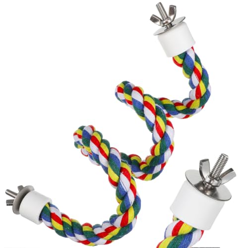 Hemobllo Parrot Cotton Rope Perch 23.62 in Bird Rope for Cages Climbing Chewing Standing Station for Parakeets Balance Training Exercise and Boredom Relief - size: 60cm