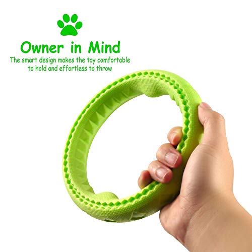 Dog Chewing Ring - Soft Rubber Ring Dental Chewing Teething Biting Chasing Training Toy for Small and Medium Dog Puppy - 7", Green - color: Green Ring, size: 7"