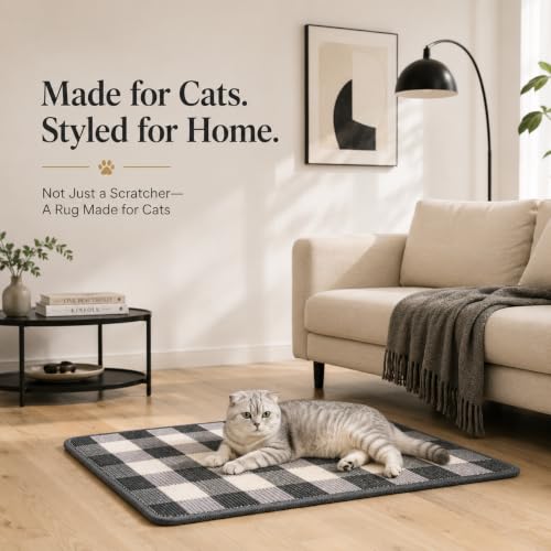 Cat Scratcher Mat, Natural Sisal Cat Scratch Pad for Cats - color: Black White