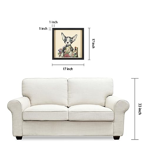 Empire Art Direct Sphynx Dimensional Collage Handmade by Alex Zeng Framed Graphic Cat Wall Art Ready to Hang, 17 in. x 17 in. x 1.4 - color: Gray, size: 17"L x 17"W