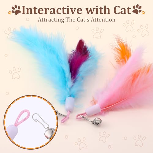 60 Pcs Cat Feather Toy Refills Colorful Attachments, Full-Mix - style: full-mix