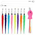 10 PCS Cat Wand Toy Set with Worm & Little Fish, Cat Worm Toy
