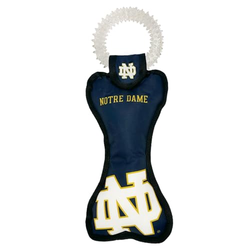 Pets First NCAA Notre Dame Fighting Irish Dental Dog TUG Toy with Squeaker. Tough PET Toy for Healthy Fun, Teething & Cleaning Pets Teeth & Gum - color: Notre Dame Fighting Irish