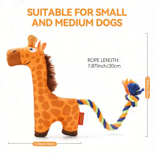 AUSCAT Plush Dog Rope Toy, Durable Squeaky Dog Toys for Puppy Small Medium Dogs (Not for Aggressive Chewers), Giraffe - color: Giraffe