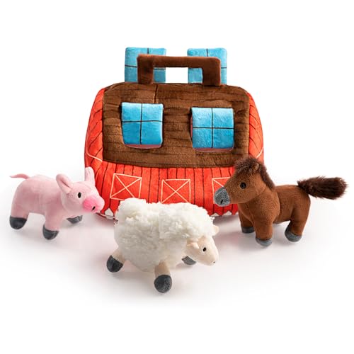 Hollypet Squeaky Hide and Seek Dog Toys for Small and Medium Dogs, Farm - style: Farm