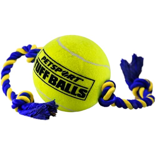 PetSport Mega Tuff Ball Tug Dog Toy - Mega Tennis Balls for Large Dogs, Dog Tug Toys, Great for Boredom & Aggressive Chewers, Dog Toy, Certified Non-Toxic, Won’t Wear Down Teeth - 6" - size: 6 inch (Pack of 1)