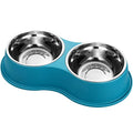 Epetslove Stainless Steel Dog Bowls Double Non-Slip Dog Water and Food Bowl - color: 7.Lake Blue, size: Medium-18oz