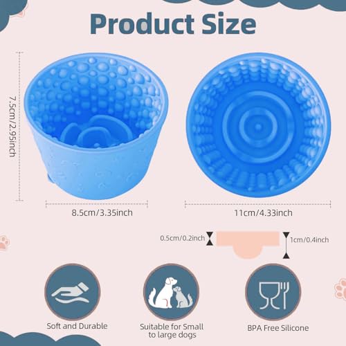 Dog Lick Bowl, Non-Slip Freeze Slow Feeder Small Medium, 1.6 Cup - color: Light Blue