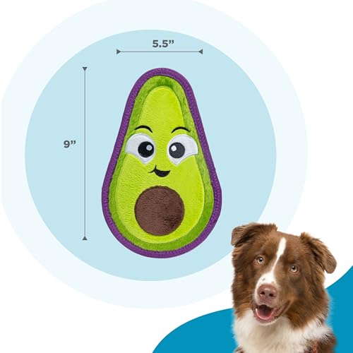 Outward Hound Tough Skinz Durable Chew Plush Squeaky Dog Toy, Avocado, 9" - color: Avocado, size: Medium