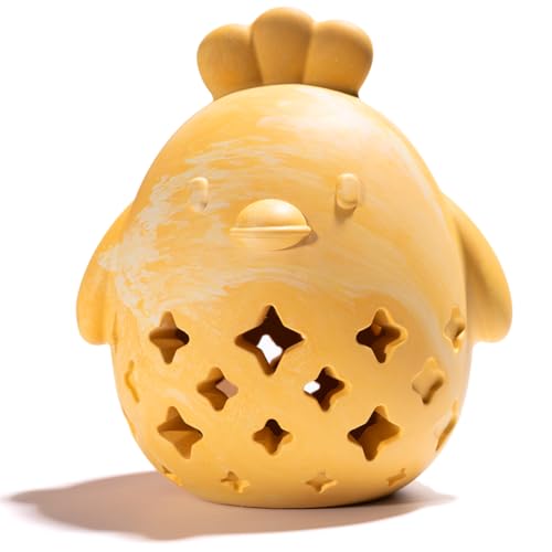 MewaJump Dog Toy Treat Food Dispenser Puzzle Rubber Chew Toys Stuffed Ball - color: yellow hen