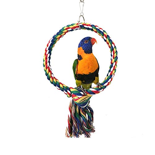 Litewoo Bird Swing Toy Colorful Cotton Rope Perches for Parrots Budgie Parakeet Cockatiel Conure Finch Lovebird - color: Medium