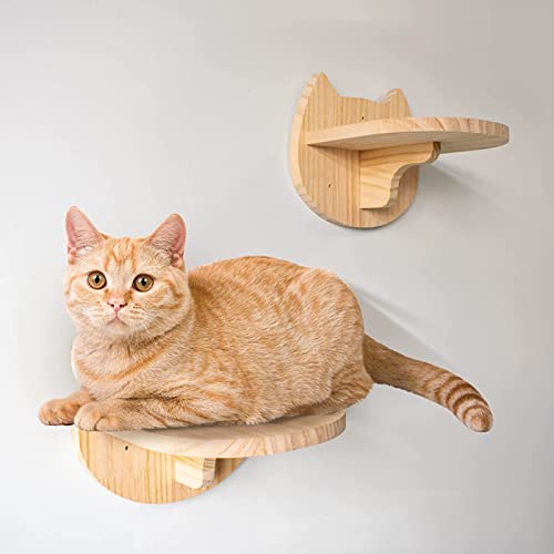 SHENGOCASE 5-Pack Natural Wood Wall Mounted Cat Steps - size: A
