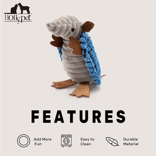 Hollypet Armadillo Squeaky Puppy Dog Toys for Small Medium Dogs, 6" - color: Blue, size: 6 IN