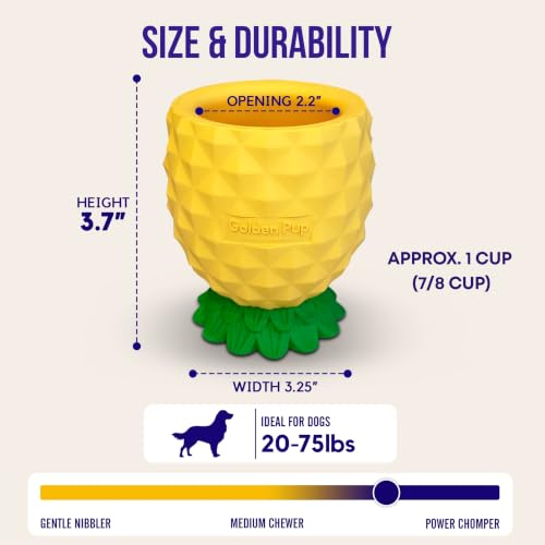Pineapple Enrichment Cup for Dogs, Freezable Interactive Dog Toys to Keep Them Busy, Frozen Dog Treat Dispenser for Mental Stimulation, Popsicle Lick Bowl for Small, Medium, Large Dogs, Durable Rubber