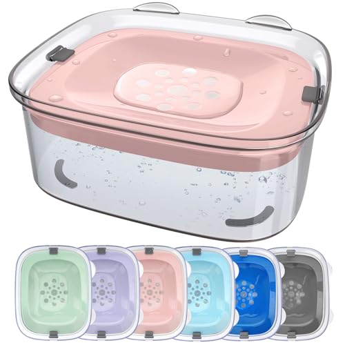 AONKEY 3L No Spill Dog Water Bowl with Slow Drinking Disk(Pink) - color: Pink