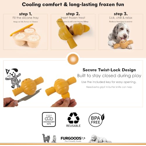 FURHIVE Frozen Dog Treat Toy for Aggressive Chewers, Nylon Chew with Tray - color: Furhive