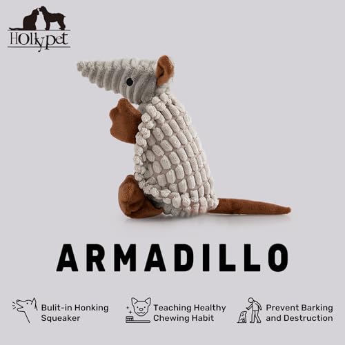 Hollypet Armadillo Squeaky Puppy Dog Toys for Small Medium Dogs, 8" - color: Light Gray, size: 8 IN