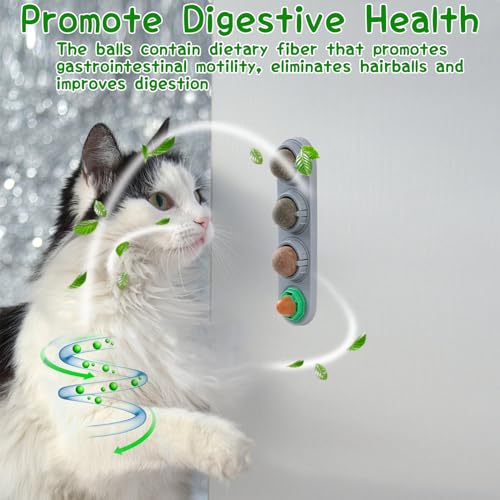 CCINEE Catnip Balls for Cats Wall Catnip Toys Edible Cat Toys for Cat Lick Safe Healthy Kitten Chew Toys Teeth Cleaning Dental Cat Toys(4 Flavor) - color: 4PCS