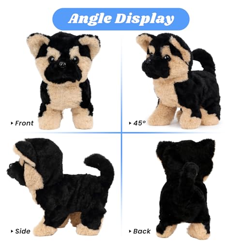 Hopearl Walking German Shepherd Interactive Electronic Pet Plush Toy Puppy Woof and Moving Animated Nodding Head Gifts for Toddlers Birthday,7'' - style: German Shepherd